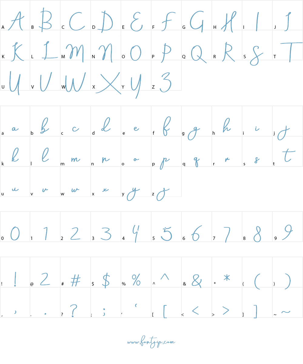 Aneisha Script Bold Font Character